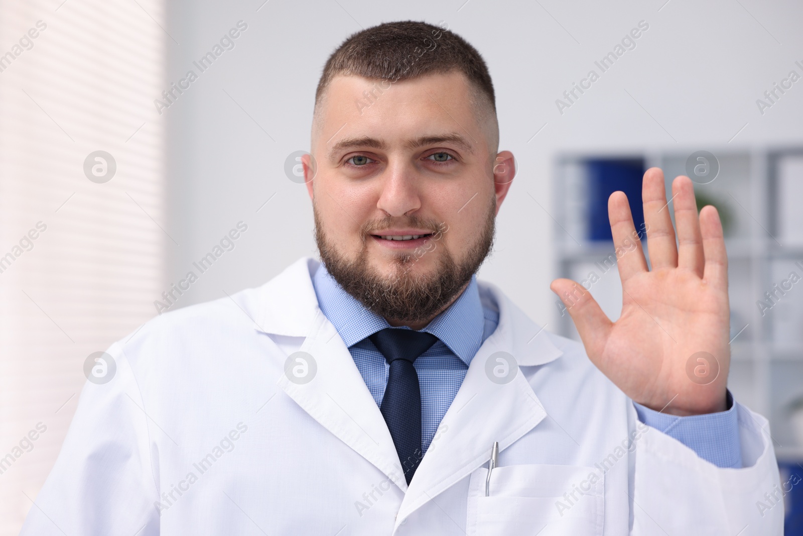 Portrait of doctor in uniform in clinic Photo of Portrait of doctor in uniform in clinic