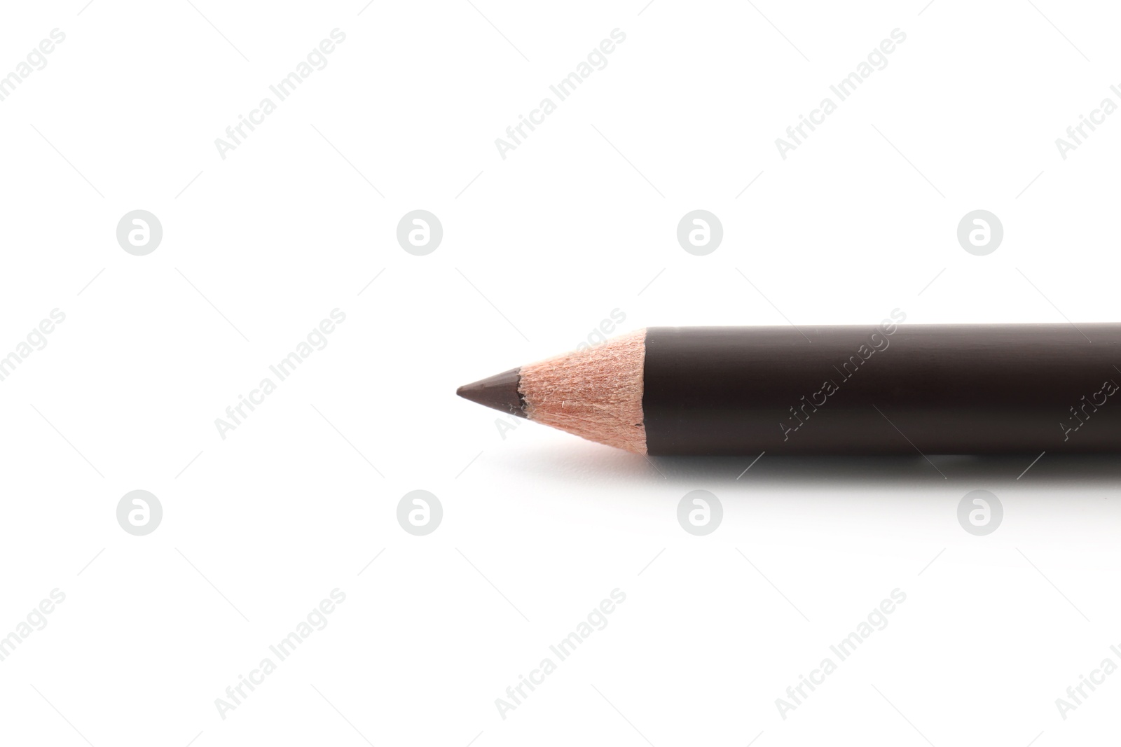 One brown eyebrow pencil isolated on white Photo of One brown eyebrow pencil isolated on white