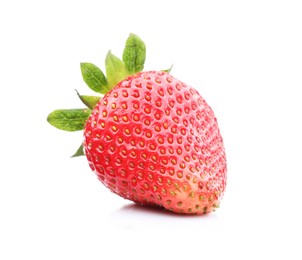 Photo of One fresh ripe strawberry isolated on white
