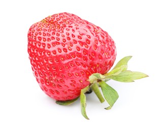 Photo of One fresh ripe strawberry isolated on white
