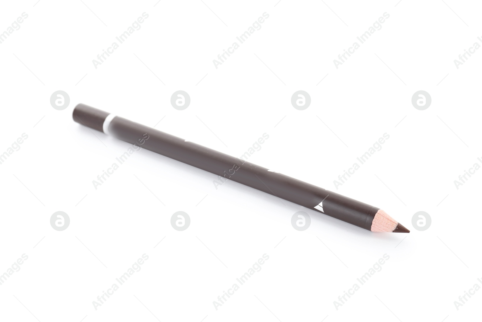 One brown eyebrow pencil isolated on white Photo of One brown eyebrow pencil isolated on white
