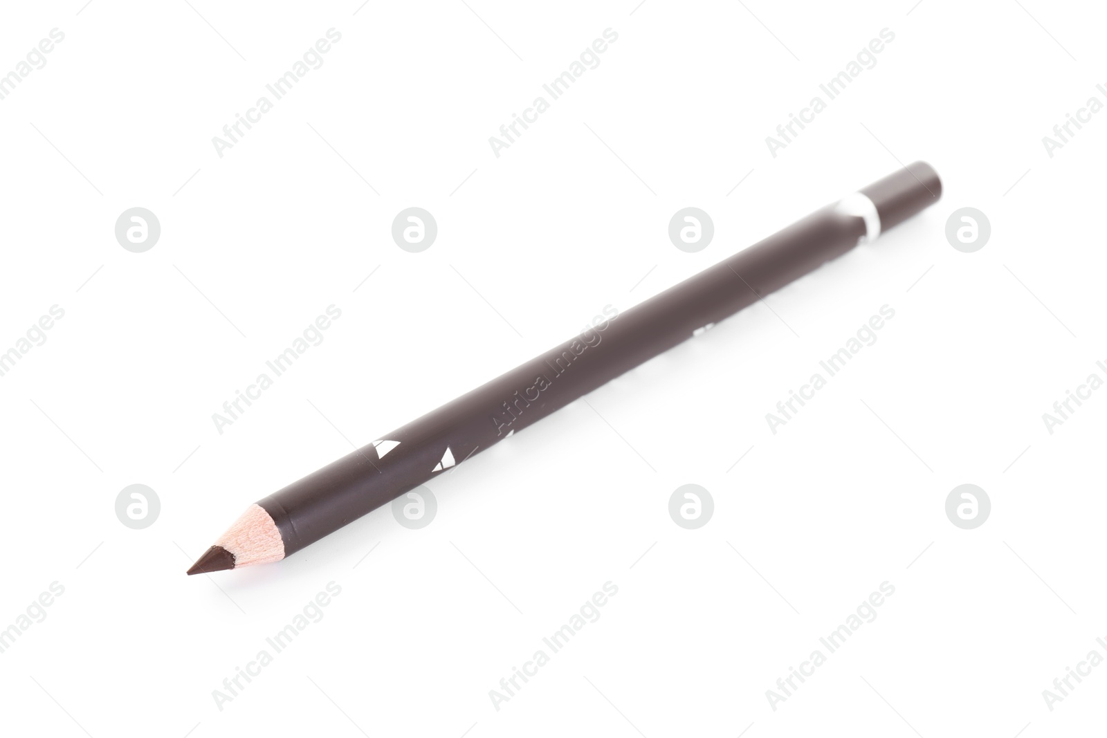 One brown eyebrow pencil isolated on white Photo of One brown eyebrow pencil isolated on white