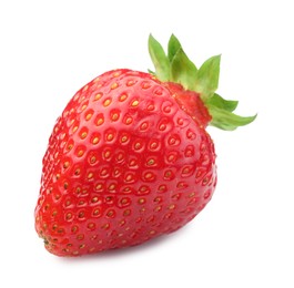 Photo of One fresh ripe strawberry isolated on white