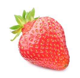 Photo of One fresh ripe strawberry isolated on white