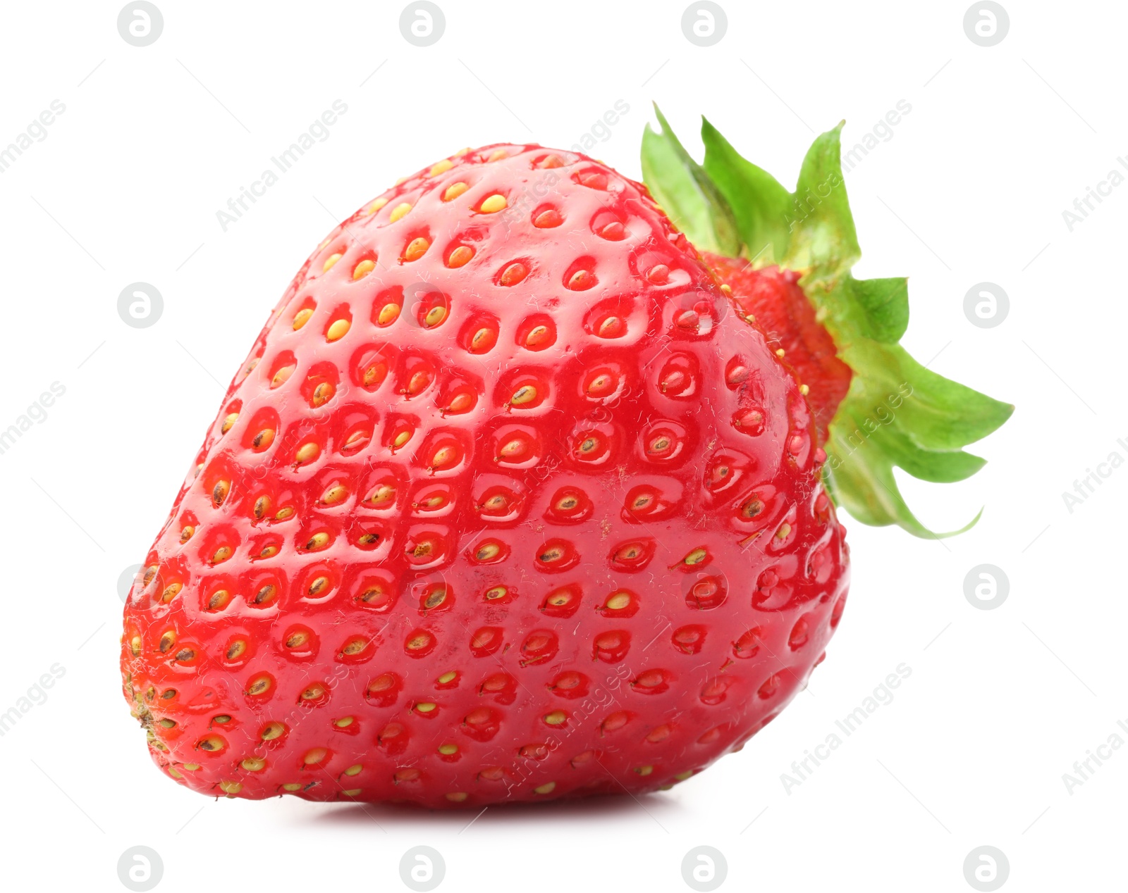 Photo of One fresh ripe strawberry isolated on white