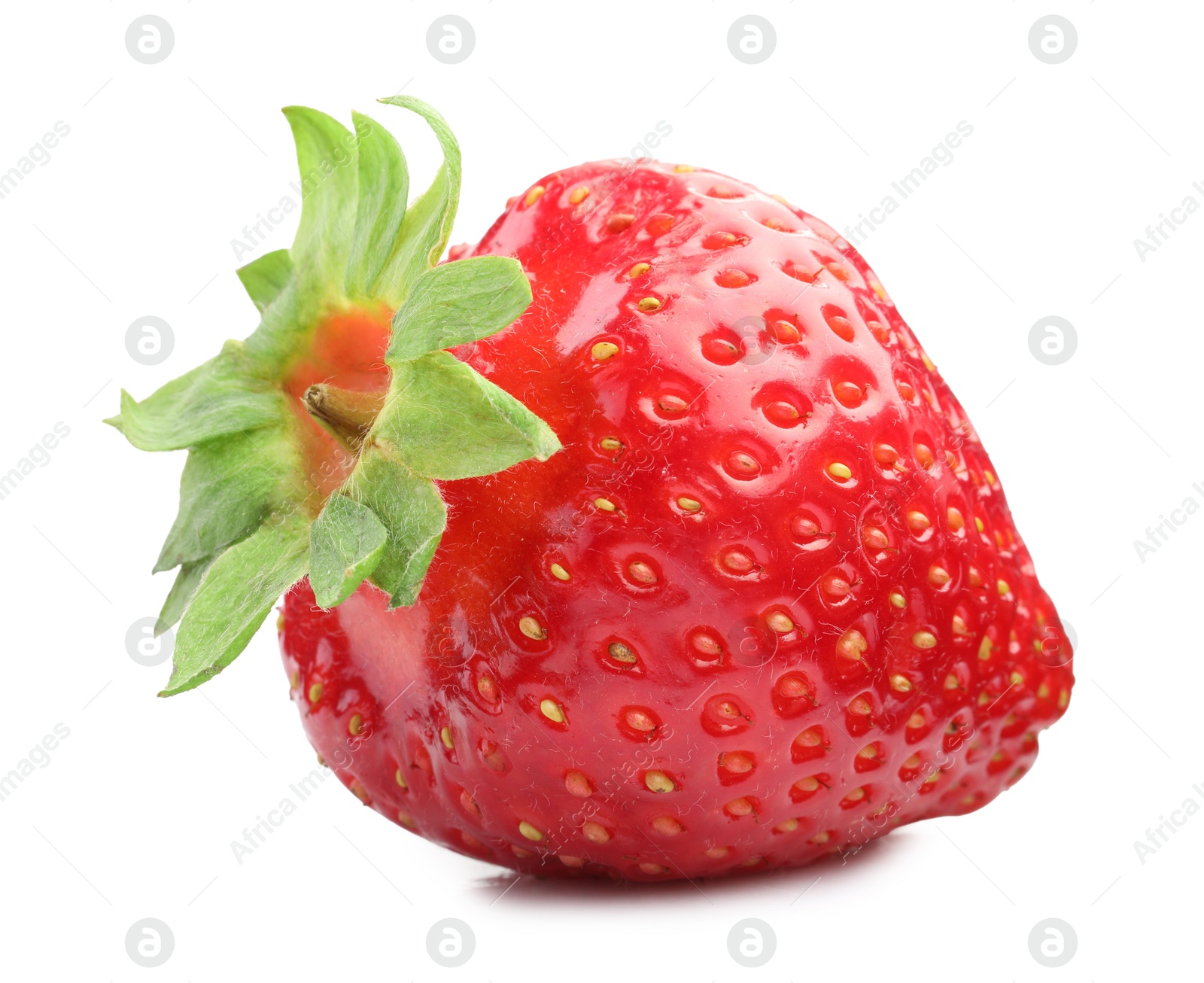 Photo of One fresh ripe strawberry isolated on white