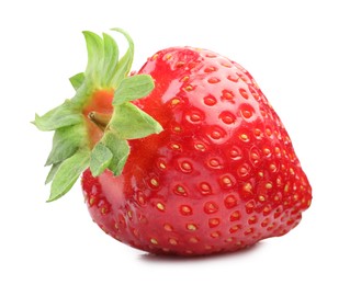Photo of One fresh ripe strawberry isolated on white