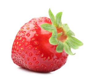 Photo of One fresh ripe strawberry isolated on white