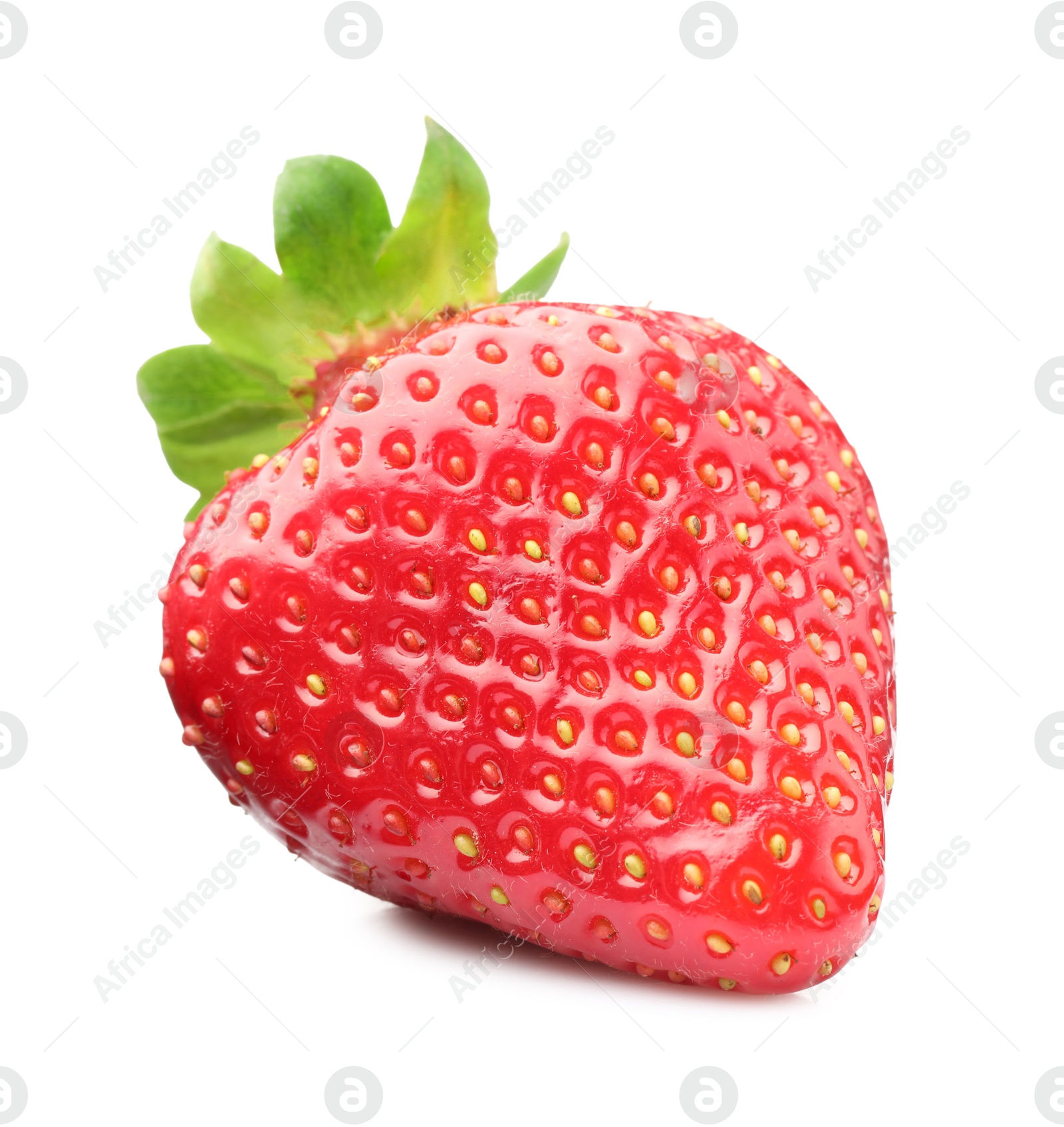 Photo of One fresh ripe strawberry isolated on white