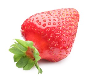 Photo of One fresh ripe strawberry isolated on white