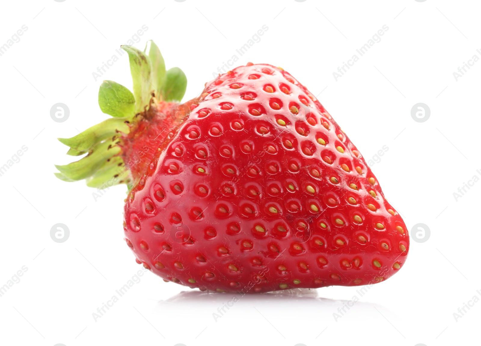 One fresh ripe strawberry isolated on white Photo of One fresh ripe strawberry isolated on white