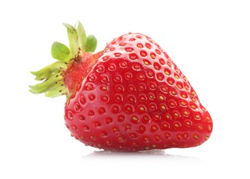 Photo of One fresh ripe strawberry isolated on white