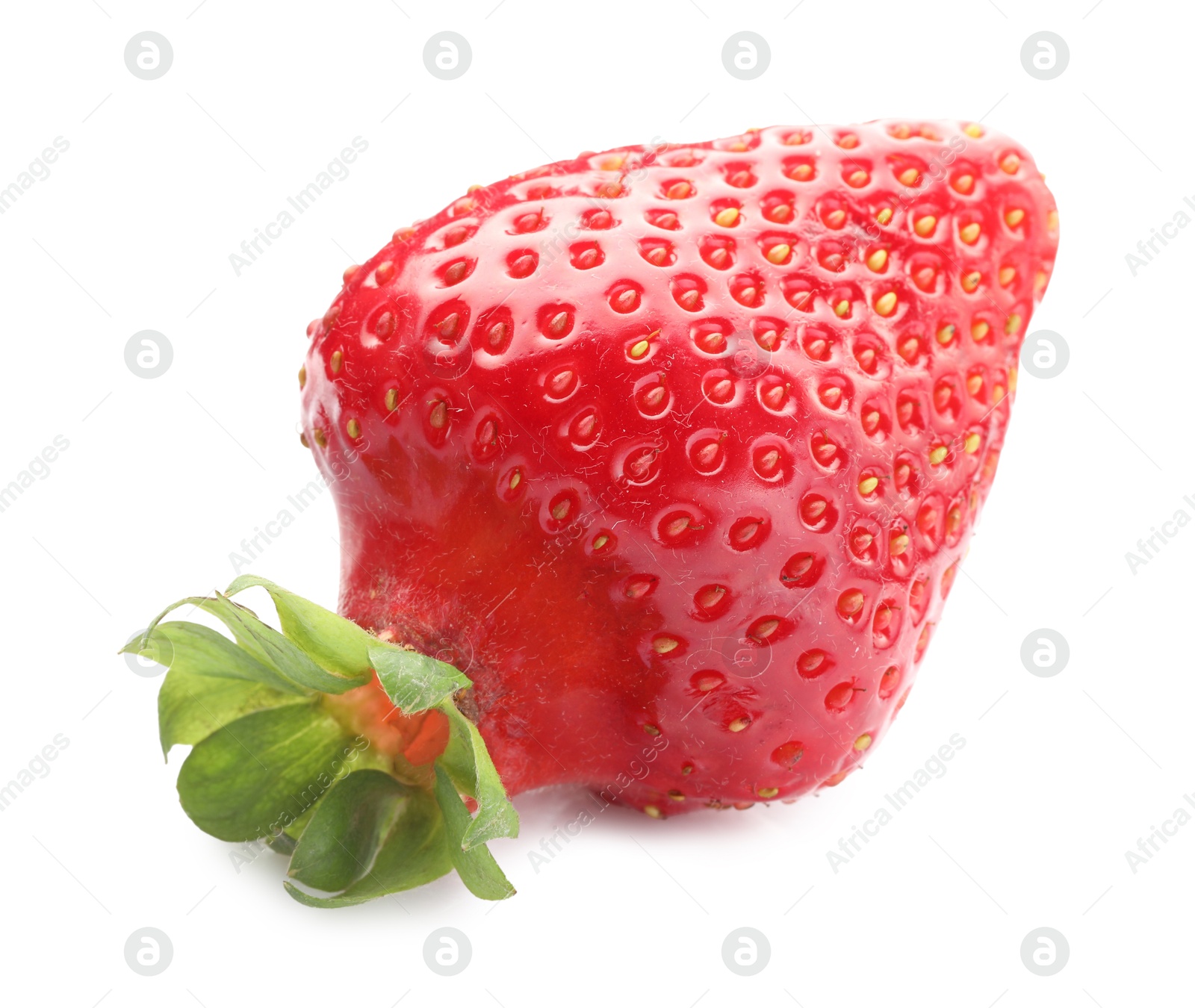 One fresh ripe strawberry isolated on white Photo of One fresh ripe strawberry isolated on white