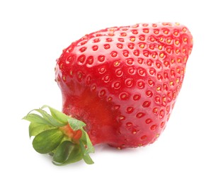 Photo of One fresh ripe strawberry isolated on white