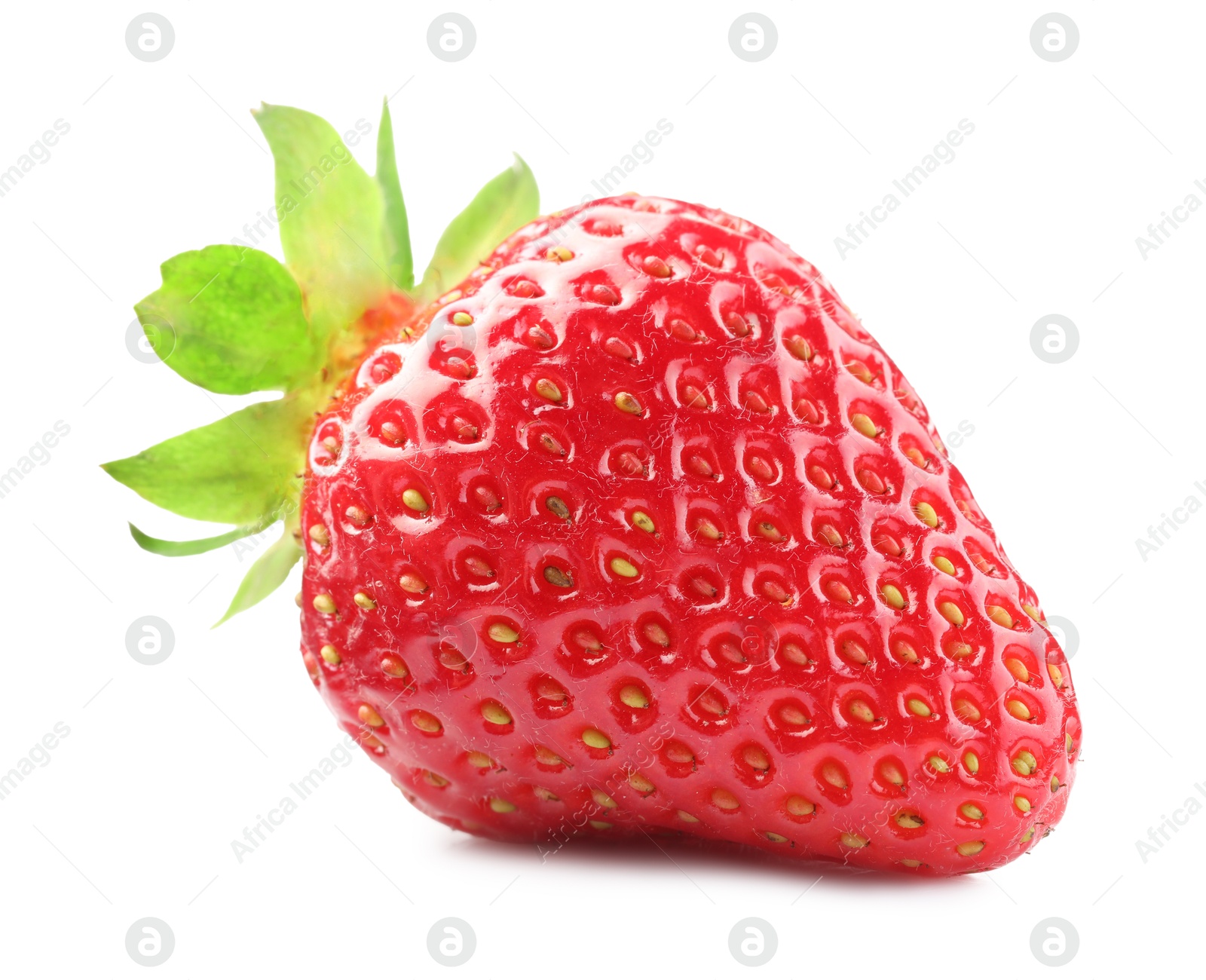 One fresh ripe strawberry isolated on white Photo of One fresh ripe strawberry isolated on white