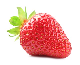 Photo of One fresh ripe strawberry isolated on white