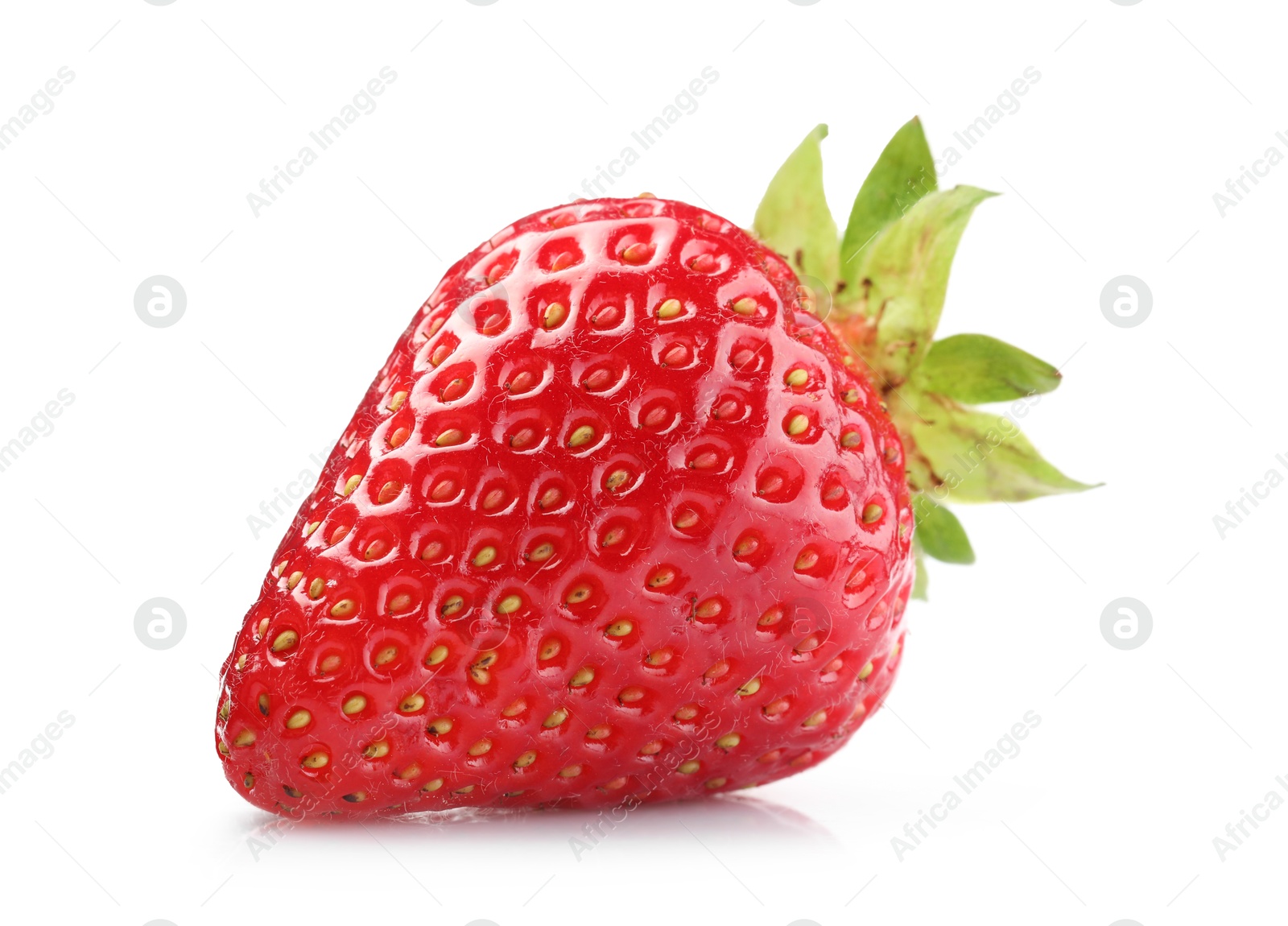 Photo of One fresh ripe strawberry isolated on white