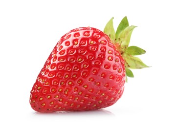 Photo of One fresh ripe strawberry isolated on white