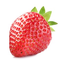 Photo of One fresh ripe strawberry isolated on white