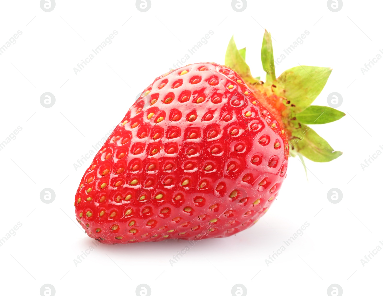 Photo of One fresh ripe strawberry isolated on white