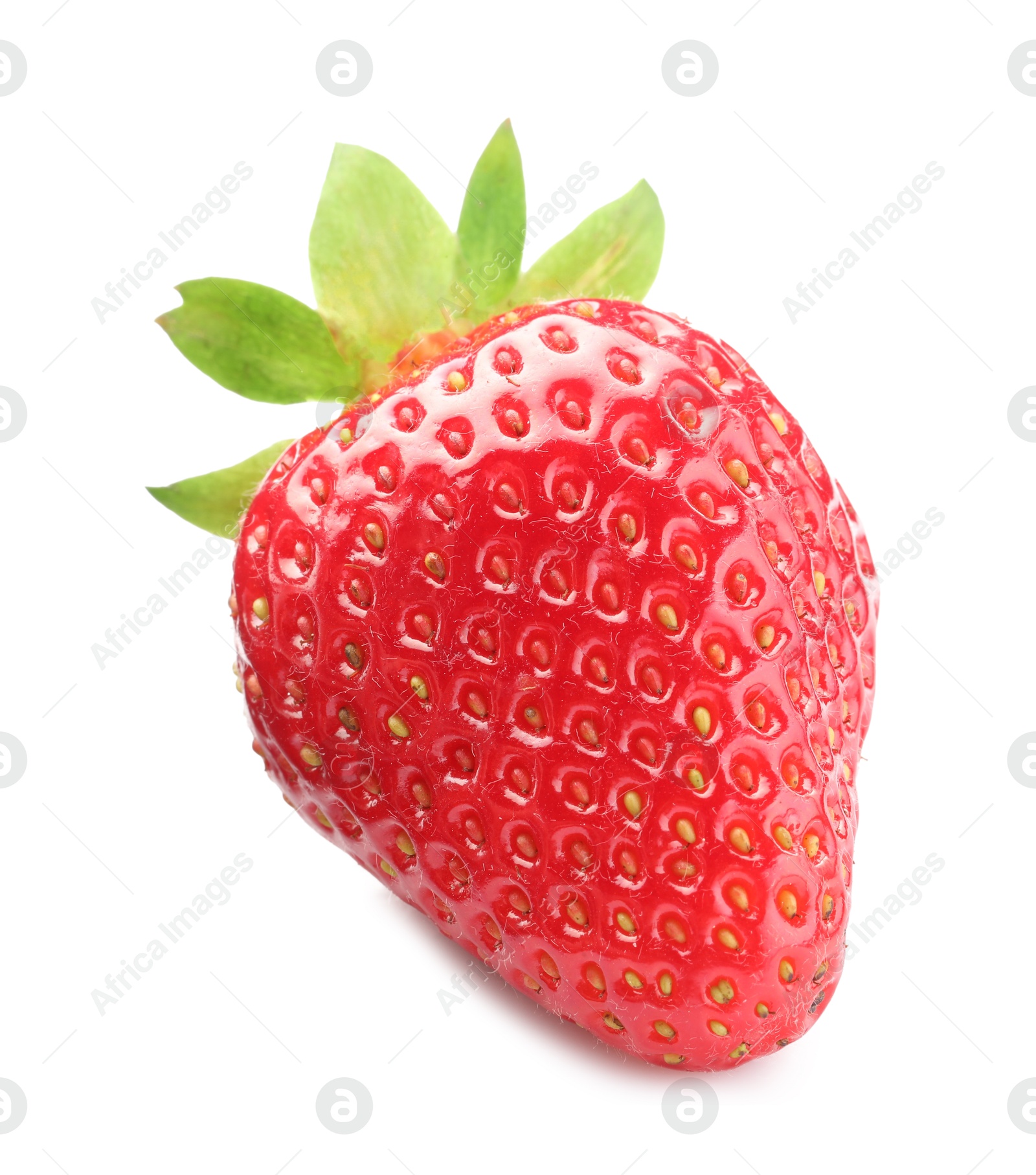 Photo of One fresh ripe strawberry isolated on white