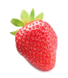 Photo of One fresh ripe strawberry isolated on white