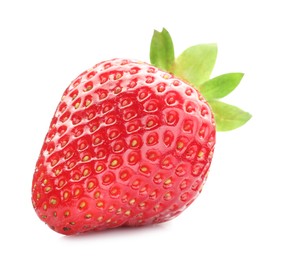 Photo of One fresh ripe strawberry isolated on white
