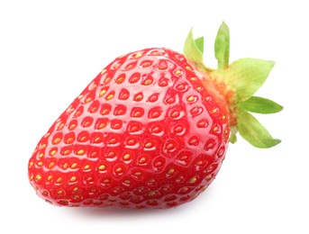 Photo of One fresh ripe strawberry isolated on white