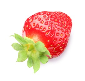 Photo of One fresh ripe strawberry isolated on white