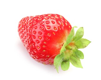 Photo of One fresh ripe strawberry isolated on white