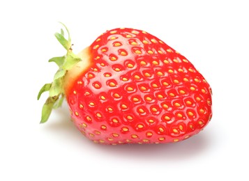 Photo of One fresh ripe strawberry isolated on white