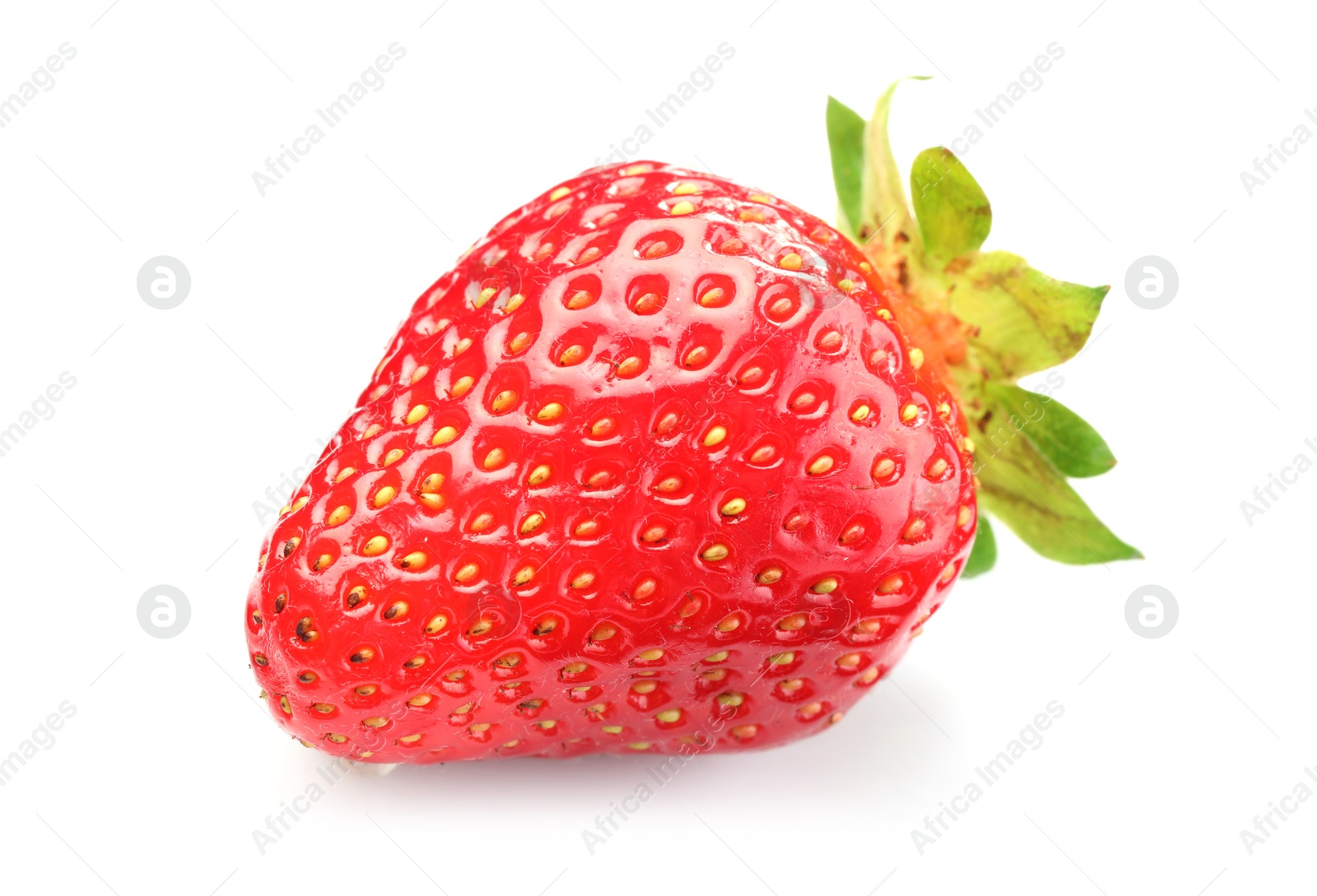 One fresh ripe strawberry isolated on white Photo of One fresh ripe strawberry isolated on white