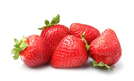 Photo of Pile of fresh ripe strawberries isolated on white