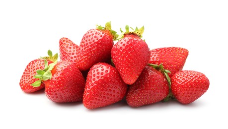 Photo of Pile of fresh ripe strawberries isolated on white