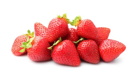 Photo of Pile of fresh ripe strawberries isolated on white