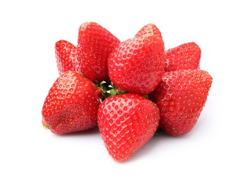 Photo of Pile of fresh ripe strawberries isolated on white