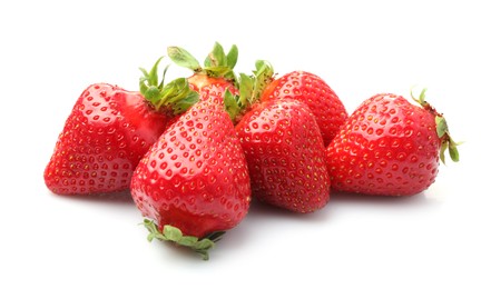 Photo of Pile of fresh ripe strawberries isolated on white