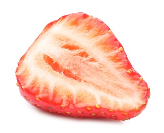 Photo of Half of juicy strawberry isolated on white