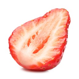 Photo of Half of juicy strawberry isolated on white
