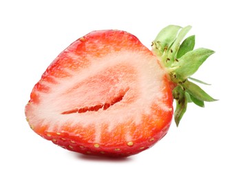 Photo of Half of juicy strawberry isolated on white