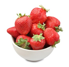 Photo of Fresh strawberries in bowl isolated on white