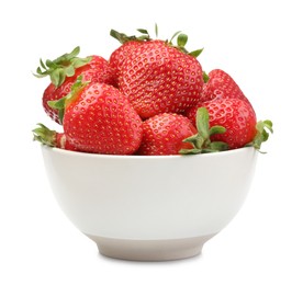 Photo of Fresh strawberries in bowl isolated on white