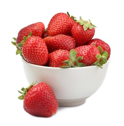 Photo of Fresh strawberries in bowl isolated on white