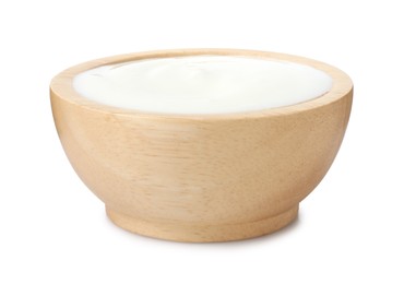 Photo of Delicious yogurt in bowl isolated on white
