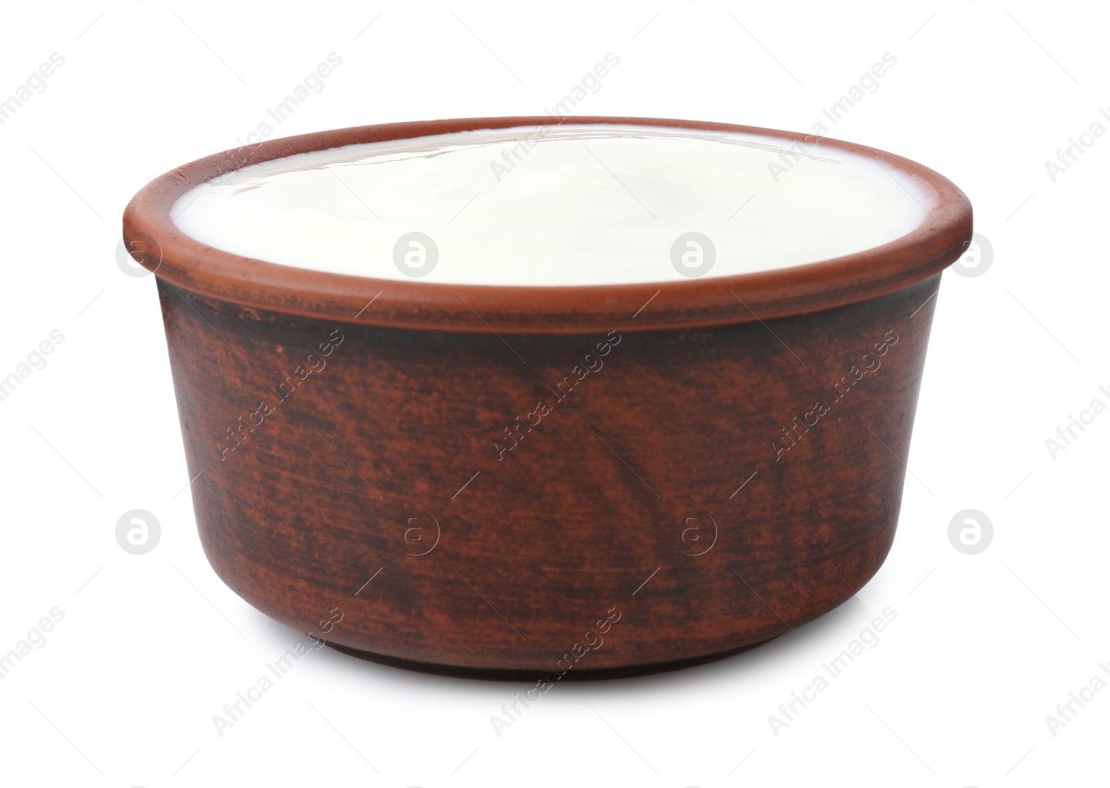 Photo of Delicious yogurt in bowl isolated on white