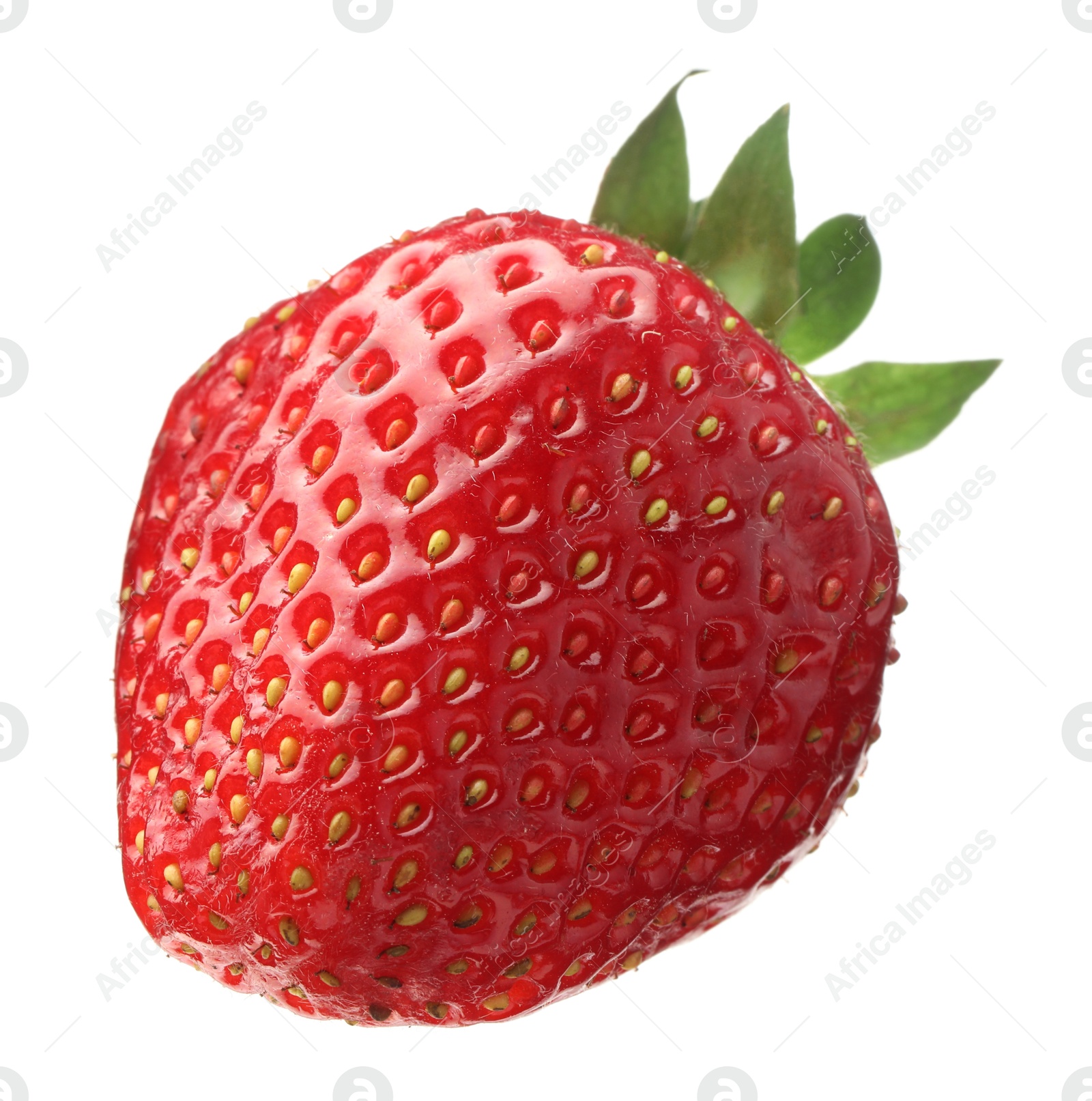 Photo of One fresh ripe strawberry isolated on white