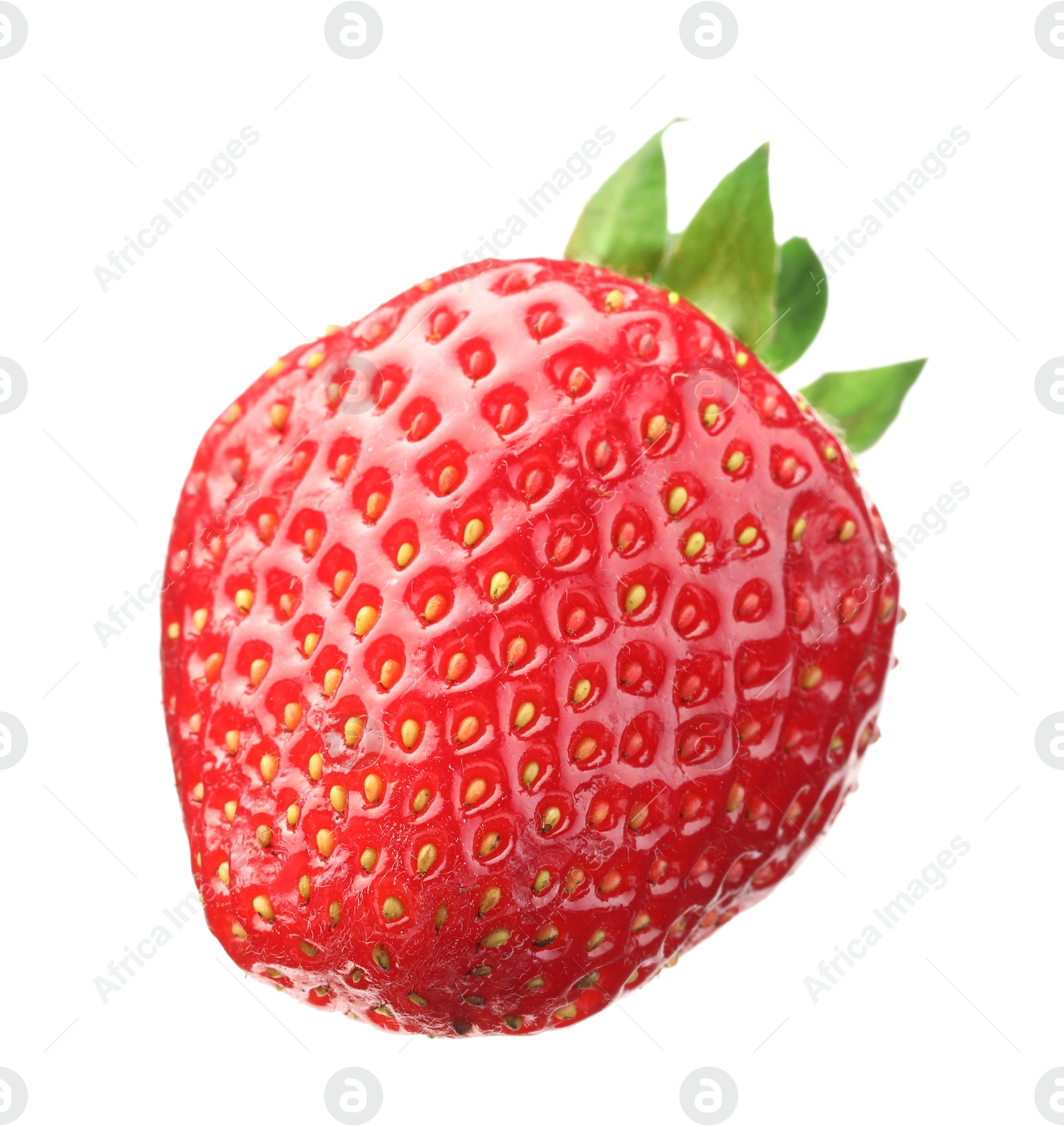 One fresh ripe strawberry isolated on white Photo of One fresh ripe strawberry isolated on white