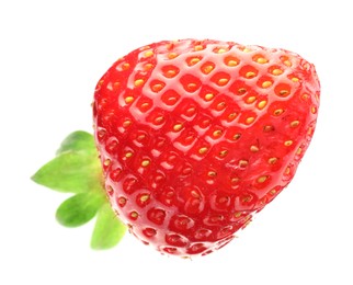 Photo of One fresh ripe strawberry isolated on white