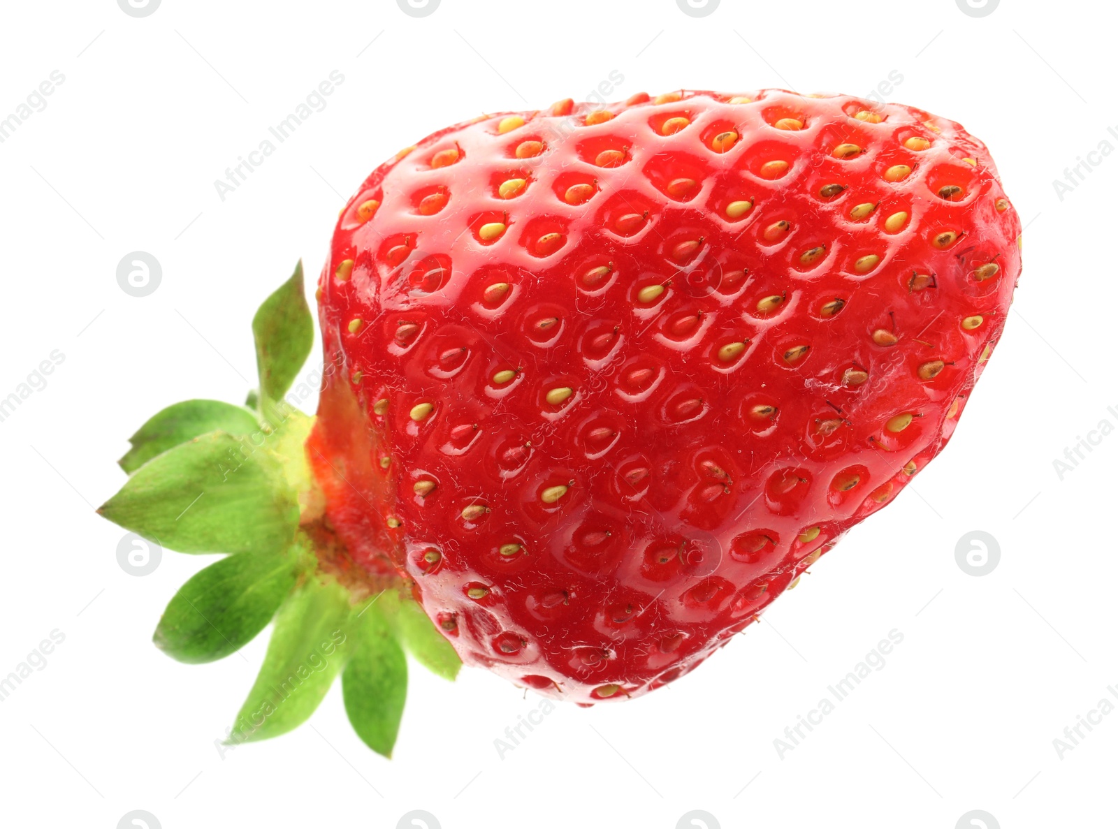 One fresh ripe strawberry isolated on white Photo of One fresh ripe strawberry isolated on white