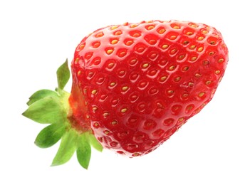 Photo of One fresh ripe strawberry isolated on white